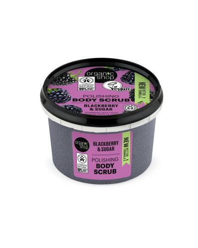 BLACKBERRY & SUGAR BODY SCRUB ORGANIC SHOP Esfoliazione delicata per una pelle setosa e levigata Lo Scrub Corpo More e Zucchero di Organic Shop è un trattamento esfoliante naturale formulato con zucchero e estratto biologico di mora, noto per il suo alto contenuto di vitamine e antiossidanti. Rimuove dolcemente le cellule morte, lasciando la pelle morbida, liscia e piacevolmente vellutata.