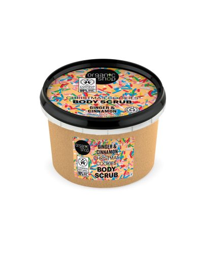 CHRISTMAS COOKIES BODY SCRUB ORGANIC SHOP Immergiti nelle atmosfere natalizie con lo Scrub Corpo Biscotti di Natale. Questo scrub, dal profumo irresistibile di cannella e zenzero, esfolia delicatamente la pelle grazie all'azione naturale dello zucchero, lasciandola morbida e vellutata.