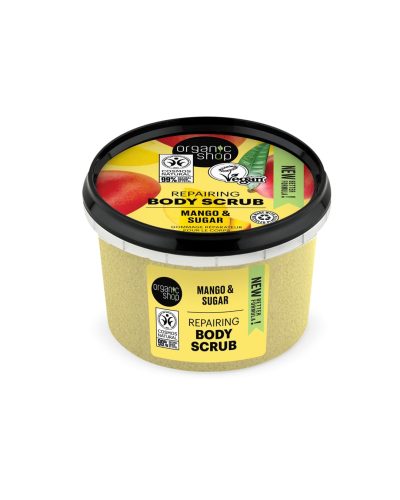 MANGO & SUGAR BODY SCRUB ORGANIC SHOP Scrub corpo esfoliante con Estratto di Mango e Zucchero naturale Regala alla tua pelle un trattamento energizzante con il Mango & Sugar Body Scrub di Organic Shop.