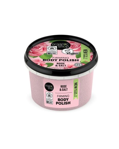 ROSE & SALT BODY SCRUB ORGANIC SHOP Scrub corpo delicato con Sale naturale e Rosa Damascena bio Ritrova la morbidezza e la radiosità della tua pelle con il Rose & Salt Body Scrub di Organic Shop.