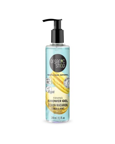 LEMON MACARON SHOWER GEL ORGANIC SHOP Gel doccia rassodante con Limone e Menta bio Rivitalizza corpo e mente con il Firming Shower Gel Lemon Macaron, un gel doccia energizzante che dona nuova freschezza alla pelle.