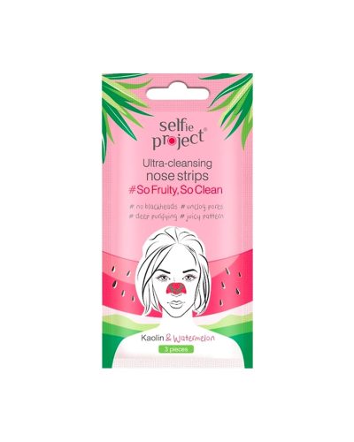 WATERMELON ULTRA CLEANSING NOSE STRIPS SELFIE PROJECT Nose Strips con Caolino e Anguria #SoFruitySoClean Dì stop ai punti neri e ai pori dilatati con le Nose Strips al Caolino e Anguria di Selfie Project: in un solo gesto, purificano, liberano i pori ostruiti e levigano la pelle del naso, per un viso subito più fresco e pulito.