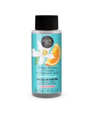 ORANGE BLOSSOM MICELLAR WATER PURE NO-RINSE MAKEUP REMOVER ORGANIC SHOP STRUCCANTE DELICATO SENZA RISCIACQUO: Rimuovi trucco e impurità in un solo gesto con l’Orange Blossom Micellar Water di Organic Shop: una formula delicata, lenitiva ed efficace, pensata per detergere la pelle senza bisogno di risciacquo.