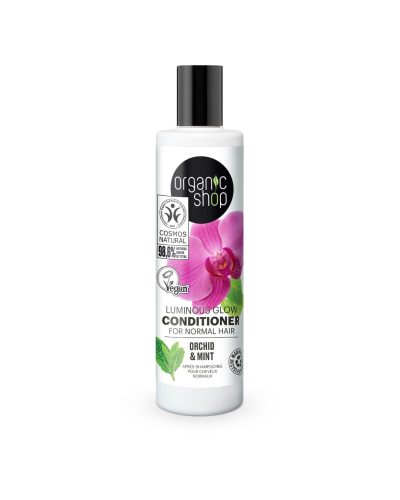 BALSAMO ORCHIDEA E MENTA ORGANIC SHOP Balsamo illuminante per capelli normali che cercano più luminosità Rendi i tuoi capelli più luminosi e vitali con il balsamo Luminous Glow Orchid & Mint, pensato per completare la detersione in modo delicato ma efficace. La formula, arricchita con Orchidea bio e Menta bio, nutre, rivitalizza e dona brillantezza senza appesantire.