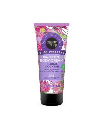 ULTRA SOFTENING BODY CREAM FLORAL COCKTAIL ORGANIC SHOP Crema corpo emolliente al fresco profumo di fiori Scopri il piacere autentico con Ultra Softening Body Cream Floral Cocktail di Organic Shop, una crema corpo dall’azione intensamente emolliente e nutriente. La sua texture leggera si assorbe facilmente e regala una sensazione immediata di comfort e benessere, avvolgendo la pelle in un bouquet floreale raffinato.