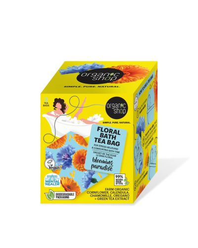 FLORAL BATH TEA BAG ORGANIC SHOP Infuso da Bagno ai fiori Trasforma il tuo bagno in un momento di puro relax con il Floral Bath Tea Bag di Organic Shop, un infuso floreale per il bagno ricco di estratti naturali e biologici. Ideale per alleviare lo stress e ritrovare il benessere interiore, questo infuso da bagno sprigiona un aroma avvolgente che calma mente e corpo.