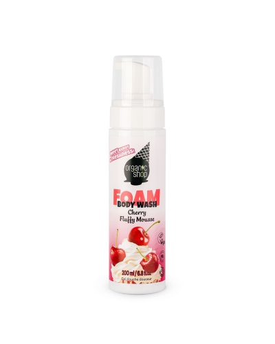 FOAM BODY WASH CHERRY FLUFFY MOUSSE ORGANIC SHOP Mousse detergente delicata al profumo di Panna e Ciliegia Lasciati conquistare dalla dolcezza della mousse corpo alla ciliegia Organic Shop. La sua texture soffice e vellutata si trasforma in una schiuma leggera che coccola la pelle e regala un’esperienza sensoriale irresistibile.