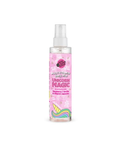 MULTIVITAMIN BODY MIST UNICORN POWER SKIN SUPER GOOD Idratazione leggera, profumo magico, pelle luminosa Scopri la magia di Unicorn Power, la body mist multivitaminica che avvolge la tua pelle con una fragranza incantata di lampone e vaniglia. La sua formula ricca di estratti naturali e vitamine aiuta a idratare, rinfrescare e illuminare la pelle, lasciandola morbida e setosa, con un leggero effetto glow.