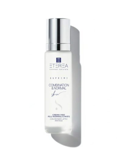 COMBINATION & NORMAL SKIN Eterea Cosmesi è la crema viso anti-age per pelli normali e miste con Niacinamide, Acido Ialuronico e prebiotici. Idrata, riequilibra e minimizza i pori.