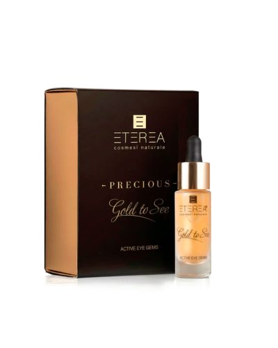 GOLD TO SEE Eterea Cosmesi è il siero contorno occhi con Oro Colloidale, Caffeina e Peptidi. Aiuta a ridurre borse e occhiaie, illumina e dona uno sguardo più fresco e compatto.