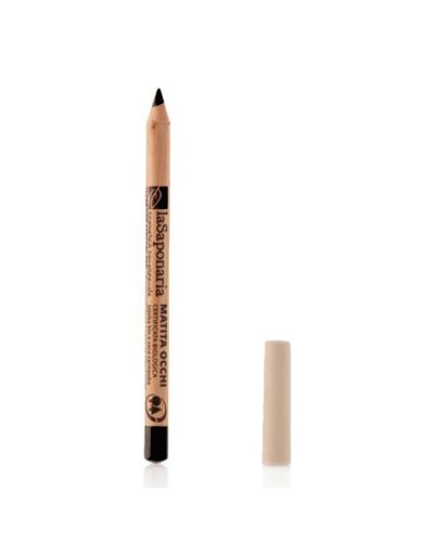 Matita Occhi Nera Extreme Black La Saponaria. Alta pigmentazione, facile da sfumare, con Olio di Jojoba Bio. Ideale per smokey eyes ed eyeliner.